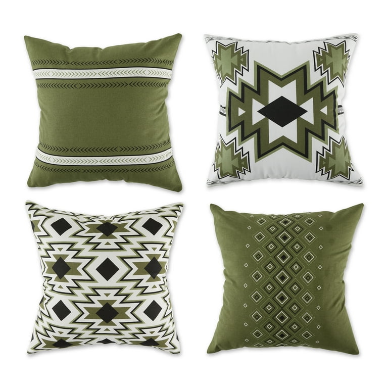 Assorted Olive Green Aztec Print Pillow Cover Set of 4 Walmart