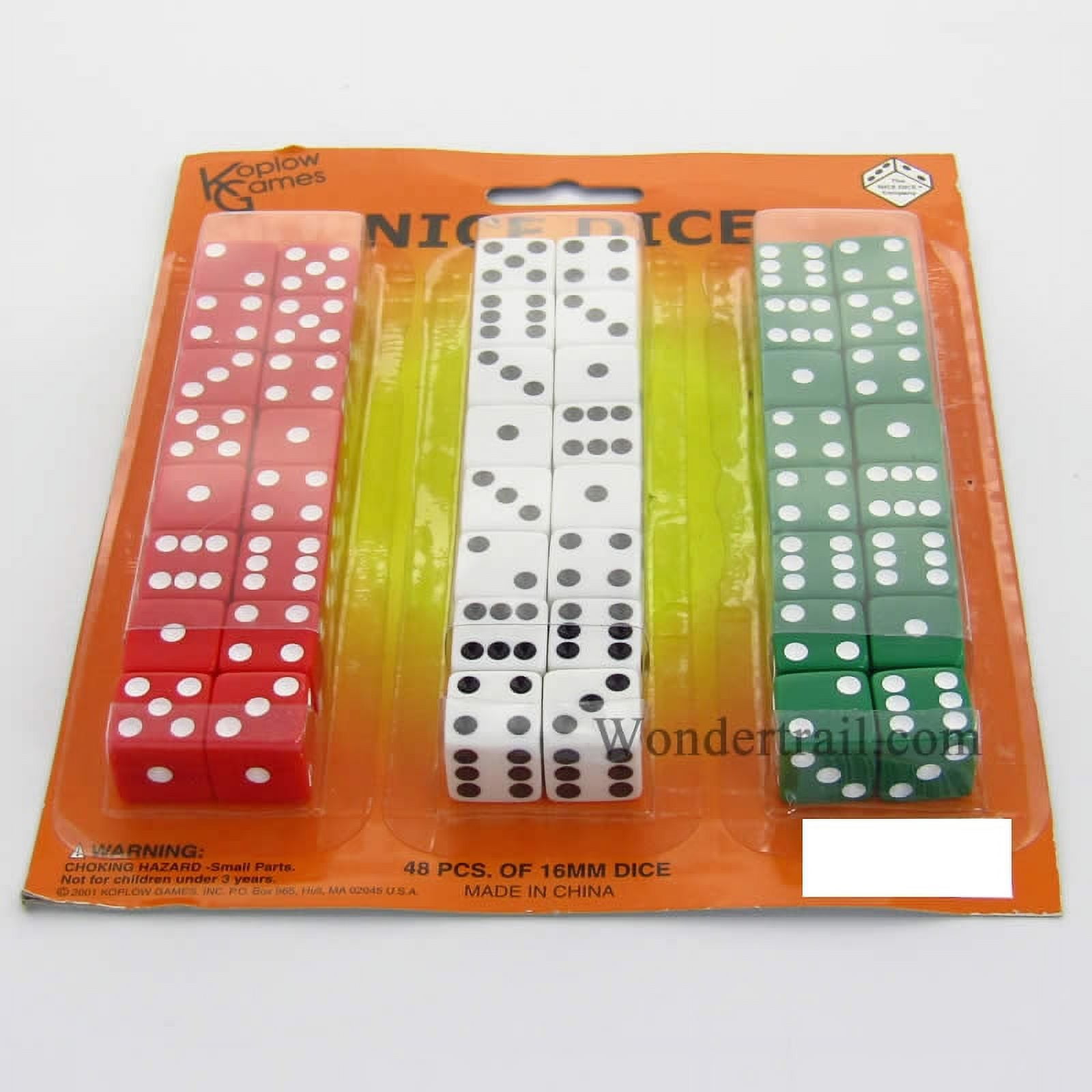 Assorted Opaque Dice with Pips D6 16mm (5/8in) Pack of 48 Koplow Games