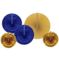thumbnail image 1 of Beistle 53342 Assorted Paper & Foil Decorative Fans, Blue & Gold - Pack of 12, 1 of 1