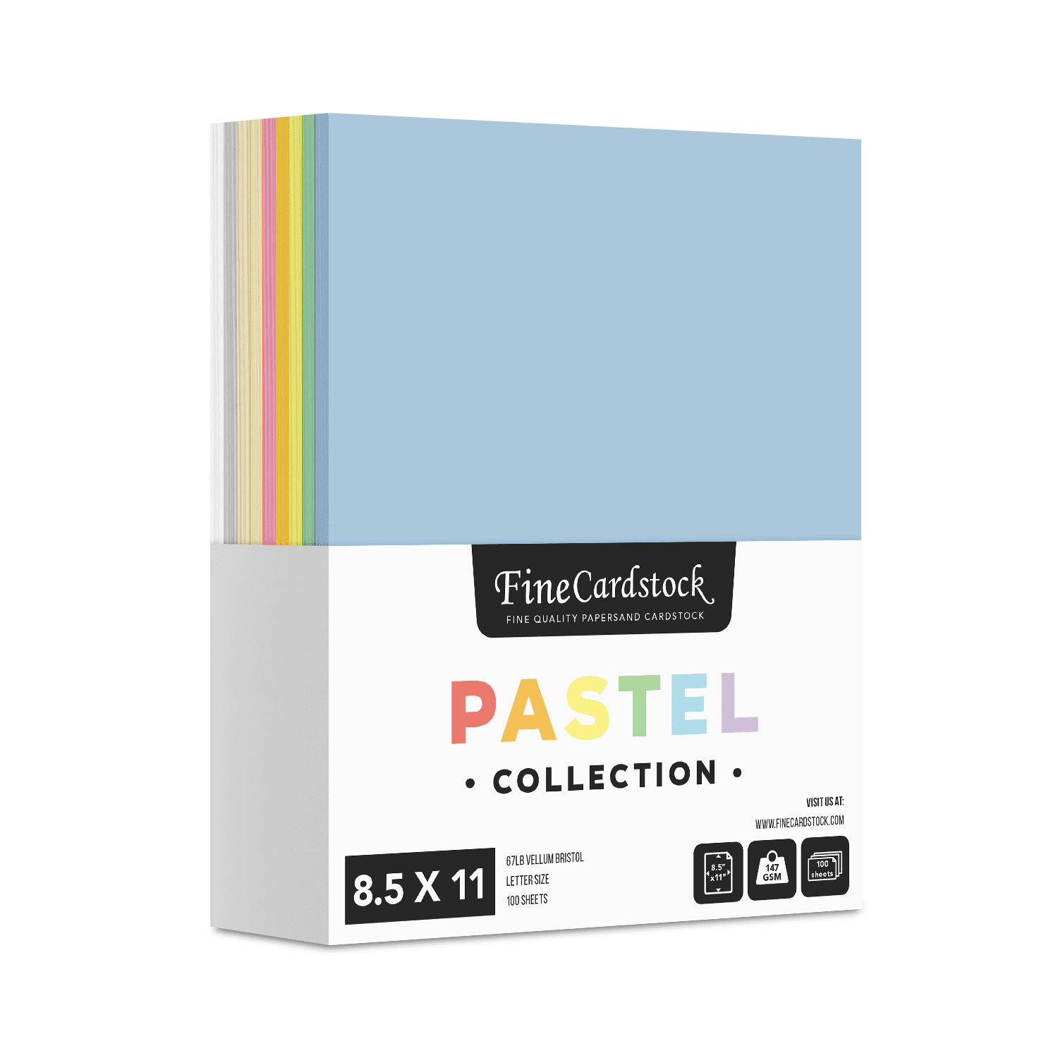 Assorted Pastel Colored Cardstock – Assortment of 9 Colors for Arts & Crafts, Invitations, Flyers, Posters, Decorations | 67lb Vellum Bristol (147gsm) | 8.5 x 11" | 10 Each Color (90 Sheets Total)