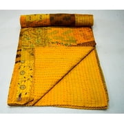 Assorted Patchwork Indian Handmade Cotton Kantha Quilt Queen Size Blanket Throw Bedding Bedspread Rustic Boho Kantha Reversible Blanket