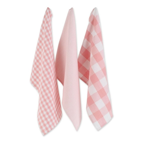 Assorted Pink/White Dishtowel Set/3