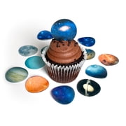 Assorted Planets Solar System Birthday Cake Toppers, by Deco Machine (30 Count)
