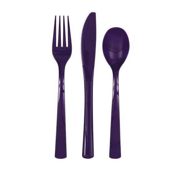 Assorted Plastic Cutleries - Deep Purple, 18 Pcs