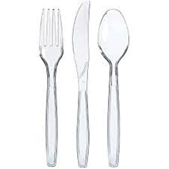 Assorted Plastic Cutlery, Clear - 24 Count