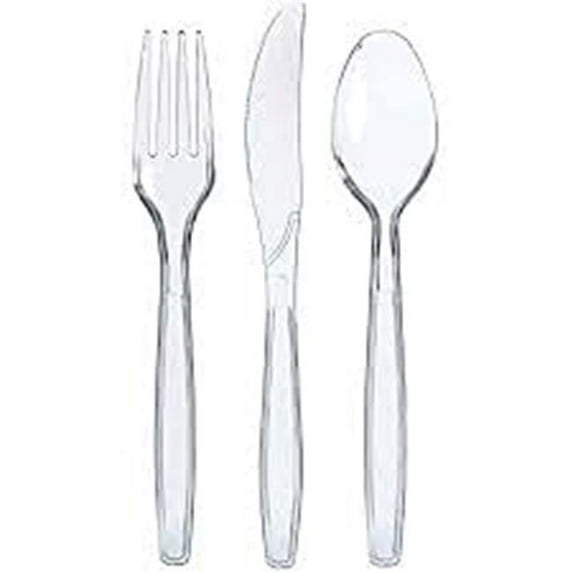 Assorted Plastic Cutlery, Clear - 24 Count
