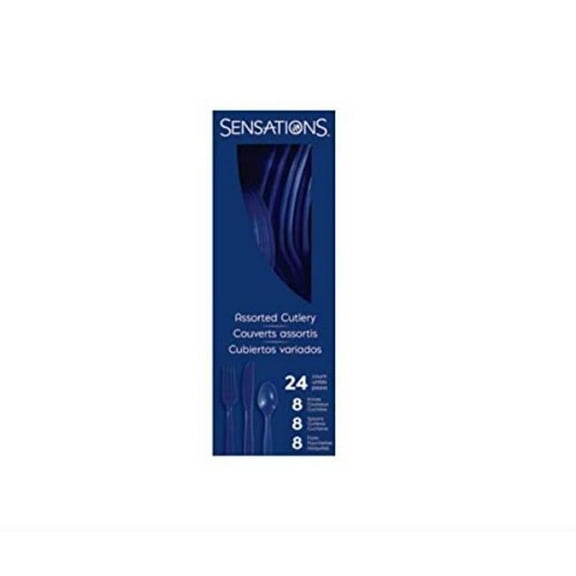 Assorted Plastic Cutlery, Navy Blue - 24 Count