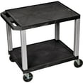 thumbnail image 1 of H. Wilson Tuffy 2-Shelf A/V Cart with Electric, Black Shelves and Nickel Legs, 1 of 2
