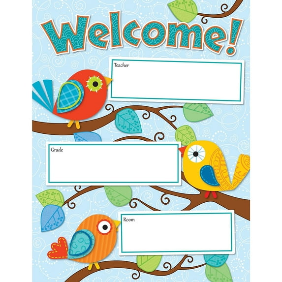Assorted Publishers Carson-Dellosa Boho Birds Welcome Chart 114190