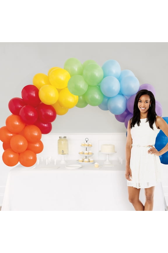 Assorted Rainbow Colors Tabletop Balloon Arch Kit with Frame, 160 Pieces, by Way To Celebrate
