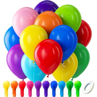 Assorted Rainbow Latex Balloons, 100 Pack 12 inch Round Helium Bright Color Balloons for Birthday Baby Shower Wedding Party Decorations