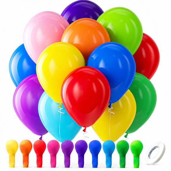 Assorted Rainbow Latex Balloons, 50 Pack 12 inch Round Helium Bright Color Balloons for Birthday Bridal Shower Wedding Party Decorations
