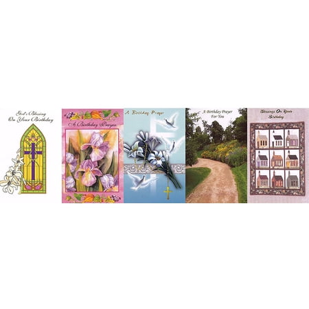 Kaleidoscope Embossed Religious Birthday Blessings Greeting Cards, 30 Pack