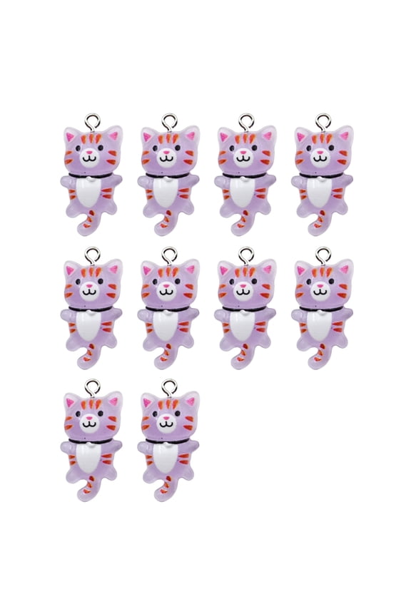 Assorted Resin Cats Charm Miniature Pendants for Jewelry Making Necklace and Keychain Crafts