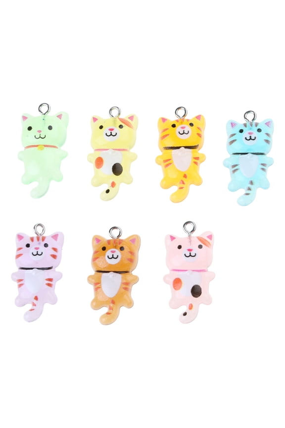 Assorted Resin Cats Charm Miniature Pendants for Jewelry Making Necklace and Keychain Crafts