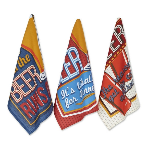 Assorted Retro Beer Print Dishtowel (Set of 3)