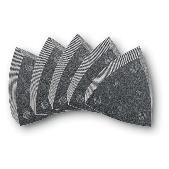 Assorted Sanding Sheet Set with Hook & Loop Attachment - Coarse to Fine Grit for Multi-Material Use, Perforated, 60-240 Grit, 3-1/8 Edge Length, 50-Pack - 63717109035