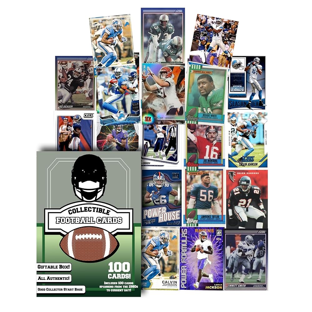 Assorted Set Of 100 Football Trading Cards All New Condition Cards