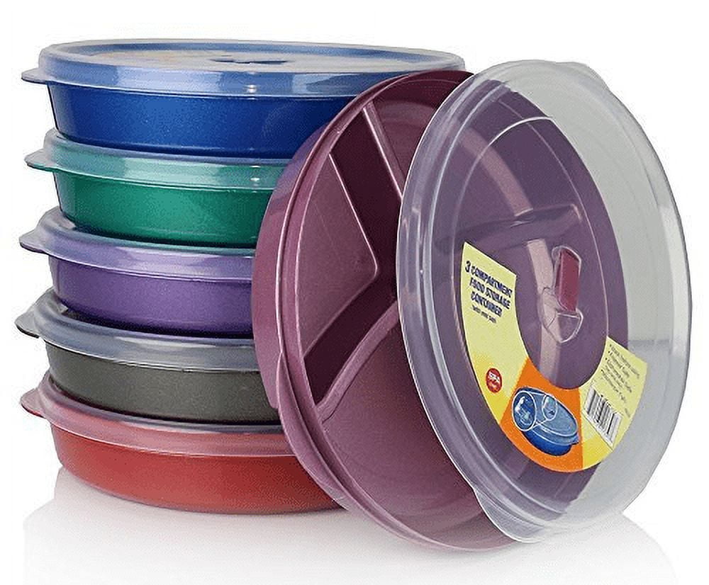 Set of 6 Multicolor Microwave Food Storage Containers with Dividers