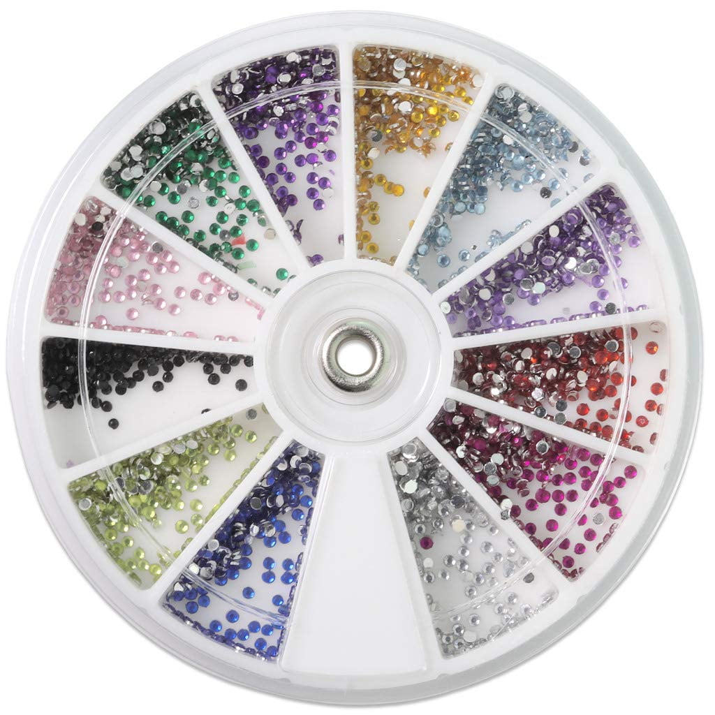Assorted Shape & Color Crystal Rhinestone Gems for Acrylic and Gel Nail Art Manicures or DIY at Home Crafting (Small Assorted Colors)