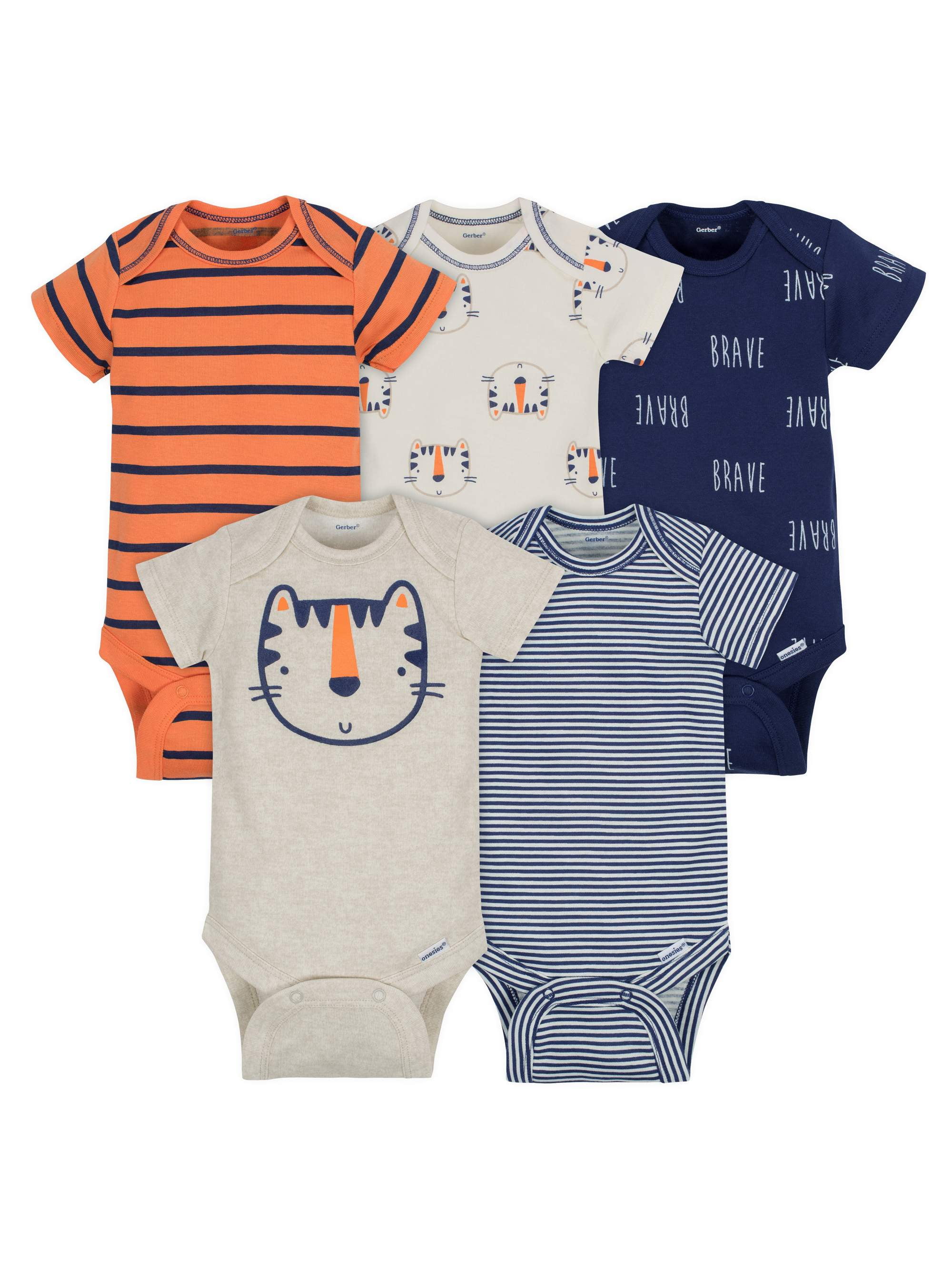 Gerber Cute Newborn Boy's Short Sleeve Onesies Bodysuits Multipack