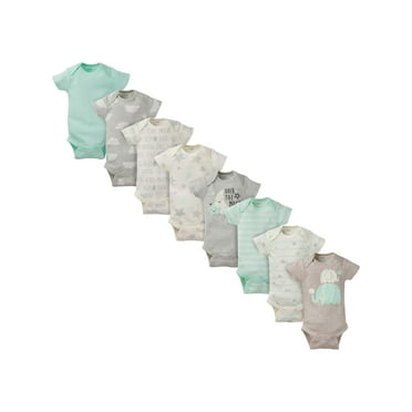 Assorted Short Sleeve Onesies Bodysuits, 8pk (Baby Boy or Baby Girl Unisex)