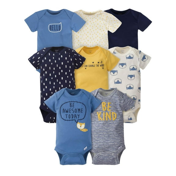 Assorted Short Sleeve Onesies Bodysuits, 8pk (Baby Boys)