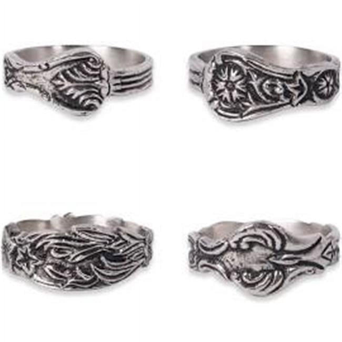 Vintage Silver Spoon Design Brass Napkin Rings, Set of 4