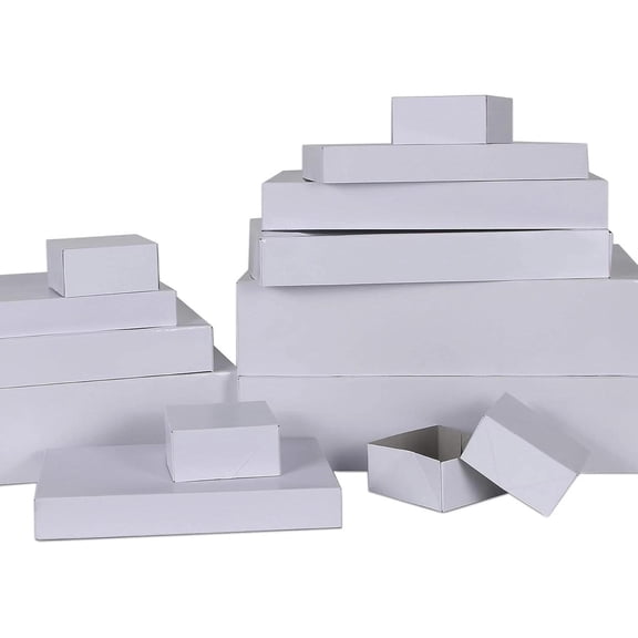 Assorted Sizes 13 Piece White Boxes with Lids Premium 4 inch Deep Robe