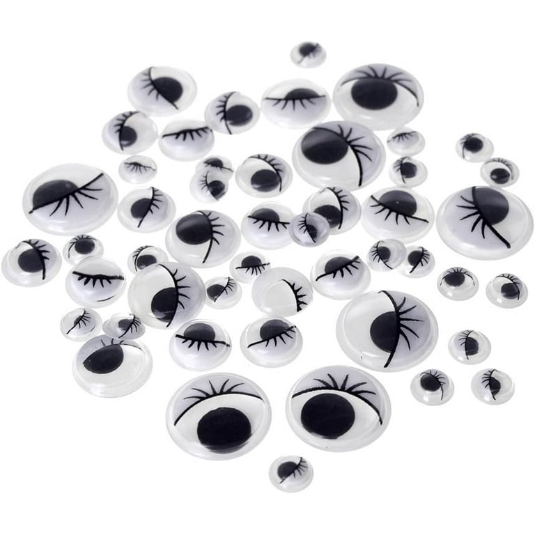 Assorted Small Googly Eyes Lashes Self Adhesive Sticker, Black, 38-Count