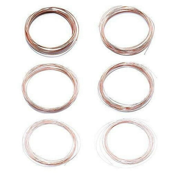 Assorted Solid Bare Copper Wire Round, Bright, Dead Soft 18, 20, 22, 24, 26, 28 GA / 10 FT Each