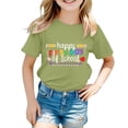 Assorted Solid Color First Day Of School Letter Print Kids Crew Neck ...