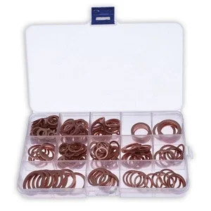 Assorted Solid Copper Crush Washers Seal Flat Ring 280Pcs Kit 12 Sizes