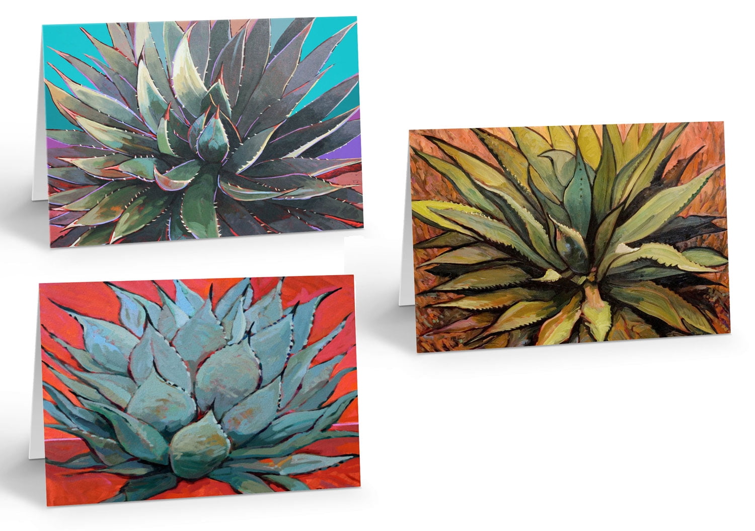 Assorted Southwest Agave Cactus Blank Note Cards - 12 Note Cards with ...