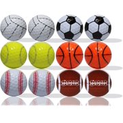 Assorted Sports Golf Balls 12 pack- Basketball Gift | Baseball Gift | Soccer Gift | Golf Humor | Golf Ball Gift