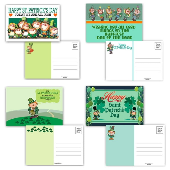 Assorted St Patricks Day Postcards - 4 x 6 Inch Happy St Patricks Day Postcard S