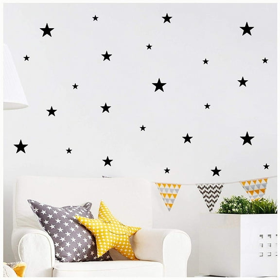 Assorted Stars set of 108 Wall Pattern Decal Vinyl Sticker Star Decals - Size: 1"-3" - Color: Black