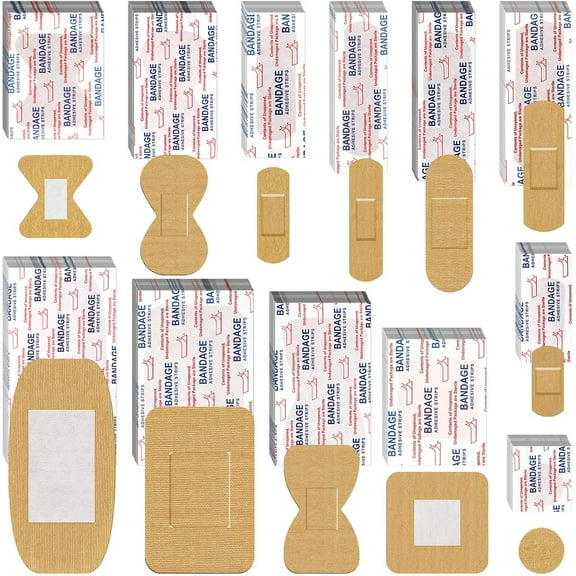 Assorted Styles Flexible Fabric Adhesive Bandages Small Breathable Fingertip Bandages Cloth Elastic Knuckle Bandages Various Sizes Spot Bandage for First Aid and Wound Care(180 Pcs) 0.98 Inch in