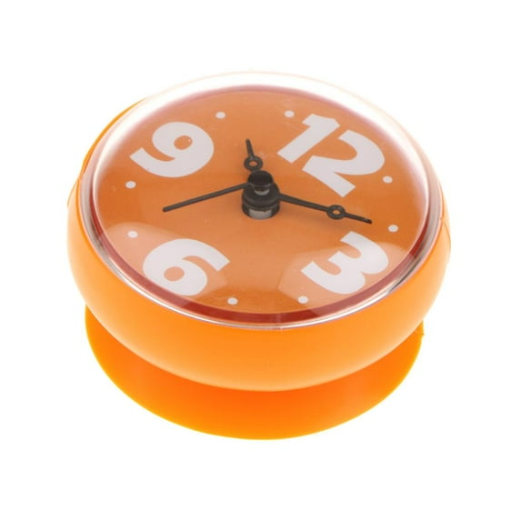 Assorted Suction Cup Bathroom Clock Digital Wall Clock Self-adhesive , Round, Sticker Orange