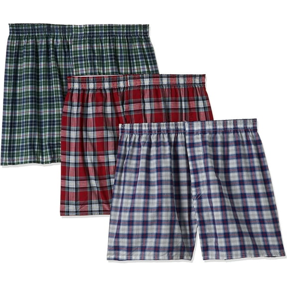 3-Pack Assorted Tartan Plaids Woven Boxers