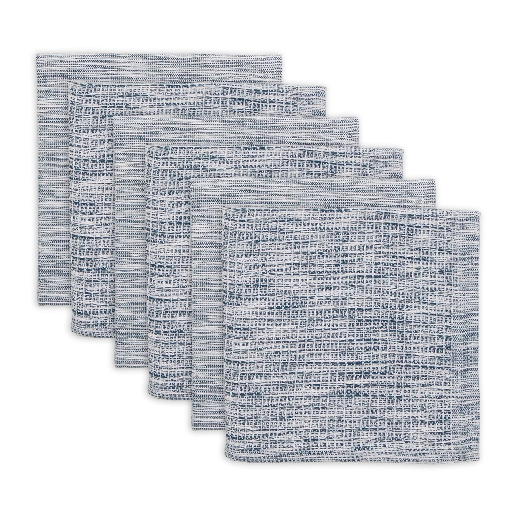 Teal Green and Off-White Recycled Cotton Dishcloth Set of 6