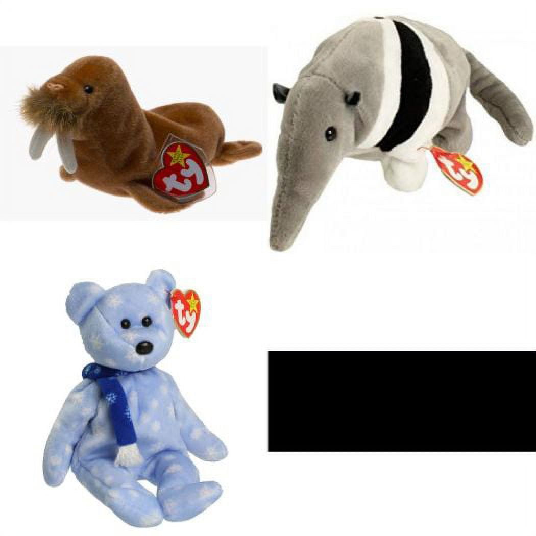 Assorted Ty Beanie Baby 4 Pack Bundle: Paul the Walrus, Ty Beanie Baby