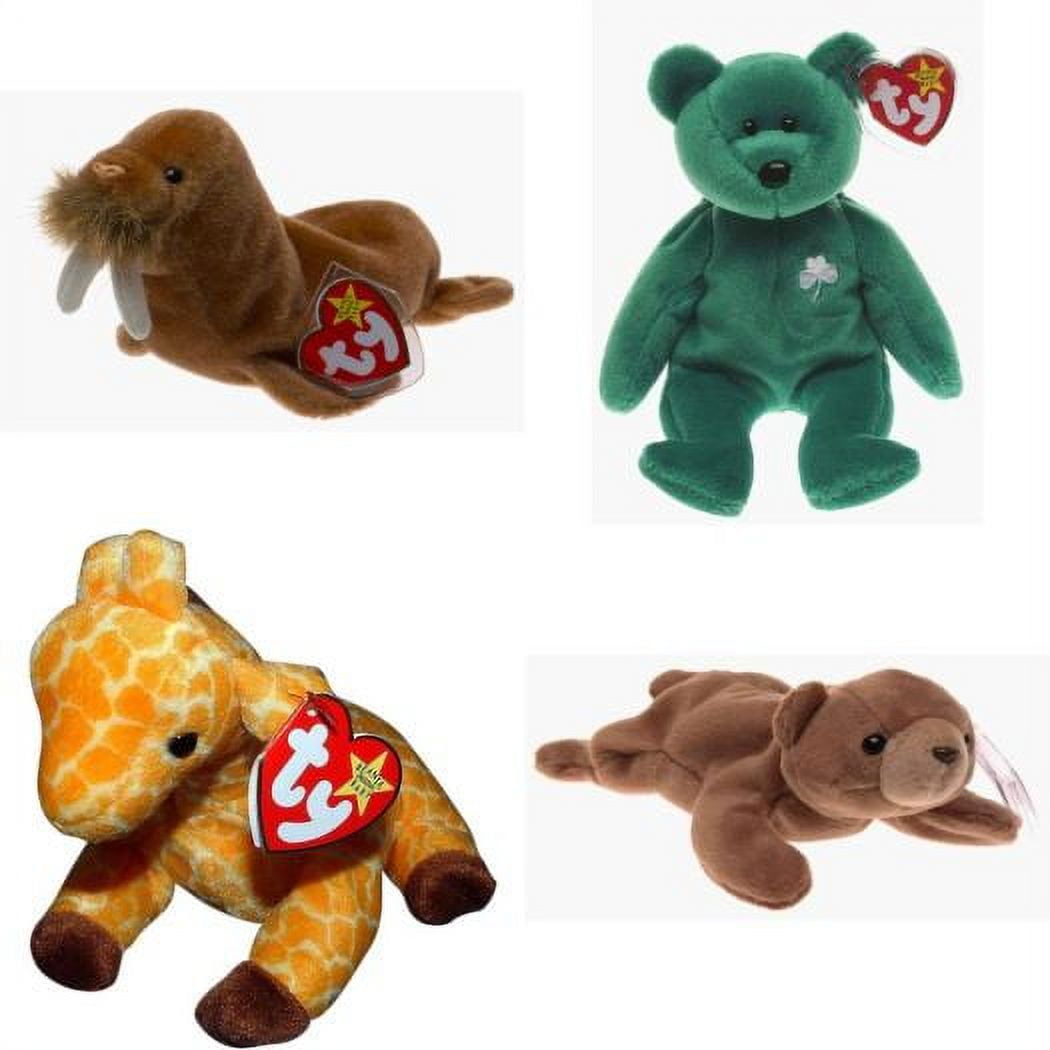 Assorted Ty Beanie Baby 4 Pack Bundle Paul the Walrus Ty Beanie