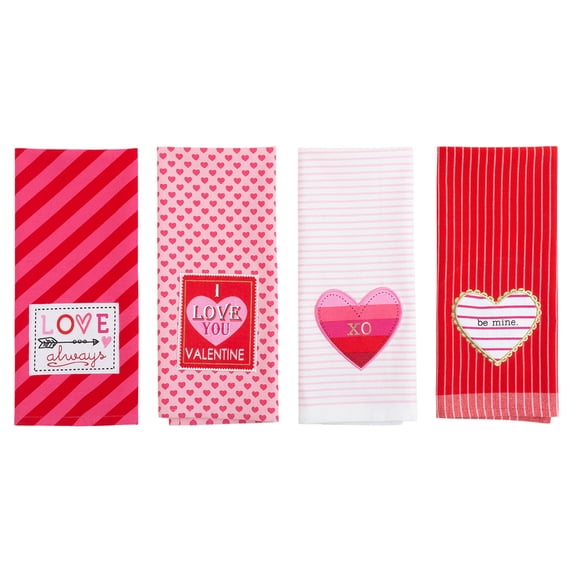 DII Assorted Valentines Embellished Dishtowel (Set of 4)