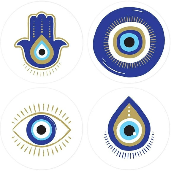 Assorted Vinyl Blue Gold Evil Eye Stickers Waterproof Greek Spiritual Decals for Phone Car Laptop 40 pack