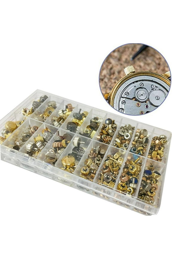 Assorted Watch Crown Parts Replacement Accessories Watch Repairing Tool Watch Crown Spare Parts Kit