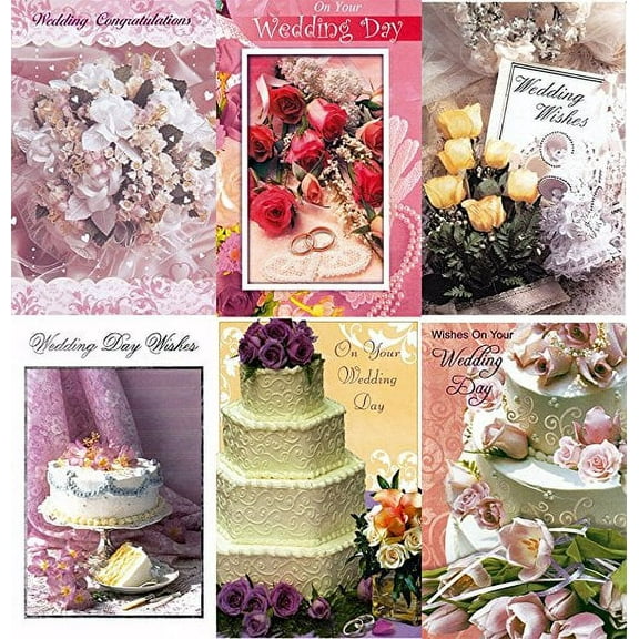 Assorted Wedding Congratulations Greeting Cards in a Bulk 12 Pack