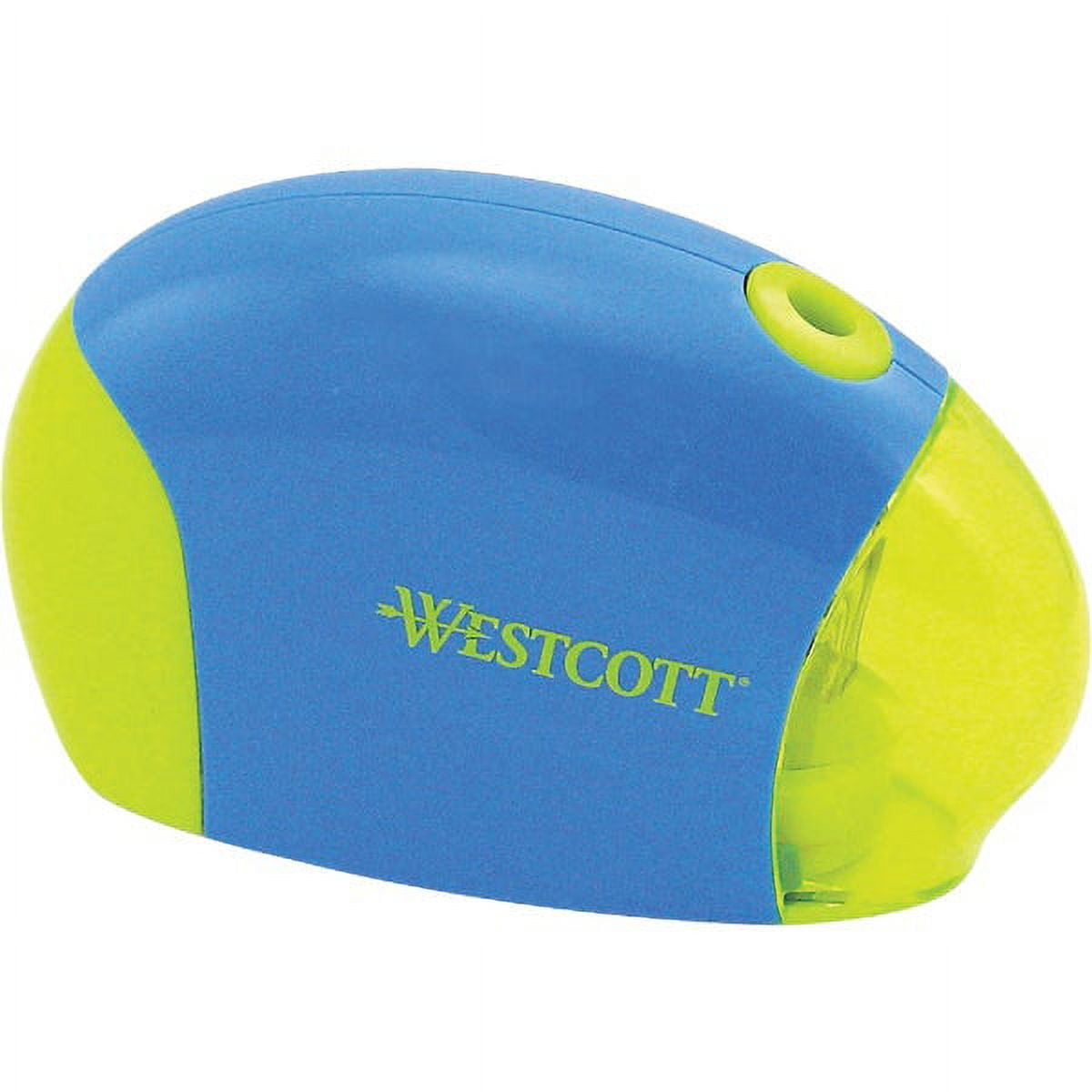 Compact Blue and Green Battery Operated Pencil Sharpener