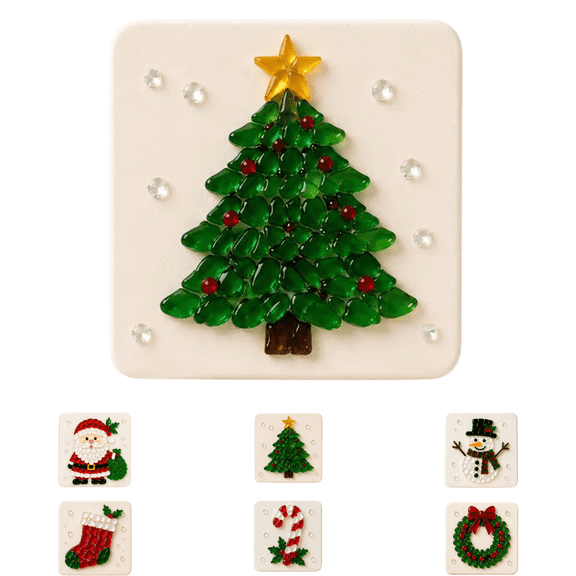 Assorted Xmas elements sea glass mosaic plaque DIY kit,Christmas Ornaments, Christmas Decorations Indoor, safe plastic parts for children handcraft projects and indoor holiday decorative ornaments-B