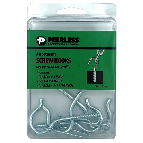 Assorted Zinc Screw Hooks Kit, Peerless Chain, #4800760